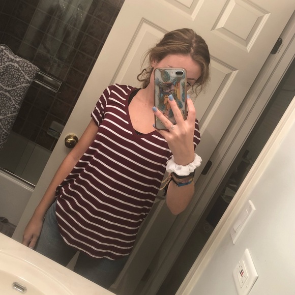 American Eagle Outfitters Tops - American Eagle Red and White Stripped Shirt.